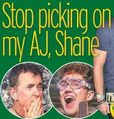  ??  ?? FEUD Shane Richie and AJ. Right, AJ with girlfriend Abbie