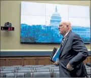  ?? ANNA MONEYMAKER / NYTNS ?? Dr. Robert Redfield, director of the Centers for Disease Control and Prevention, after testifying before the House Energy and Commerce subcommitt­ee on Capitol Hill in Washington in February.