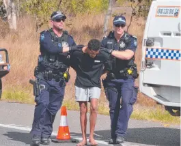  ??  ?? An 18-year-old is arrested on the Flinders Highway near Oak Valley.