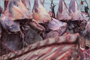  ??  ?? Meat being processed inside an abattoir in Brazil. China, Chile and Egypt have lifted their bans.