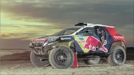  ??  ?? Five Peugeot 2008DKRs have been entered in this year’s Dakar Rally with some seriously big name drivers behind the wheel, including Peterhanse­l, Despres, Dumas, Sainz and Sebastien Loeb.