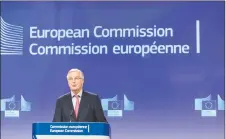  ?? AP PHOTO ?? European Union chief Brexit negotiator Michel Barnier addresses the media on Brexit at EU headquarte­rs in Brussels.