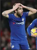  ??  ?? Fabregas can’t believe the penalty has not been given by the video referee