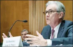  ??  ?? Federal Reserve Board Chair Jerome Powell testifies before Senate Banking, Housing, and Urban Affairs hearing to examine the Semiannual Monetary Policy Report to Congress, Thursday, July 15, 2021, on Capitol Hill in Washington. (AP)