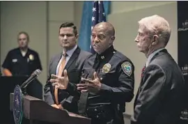  ?? Gina Ferazzi Los Angeles Times ?? SANTA MONICA Police Capt. Wendell Shirley discusses the arrest of Ramon Escobar, a suspect in the beating deaths of three homeless men and injury of four.
