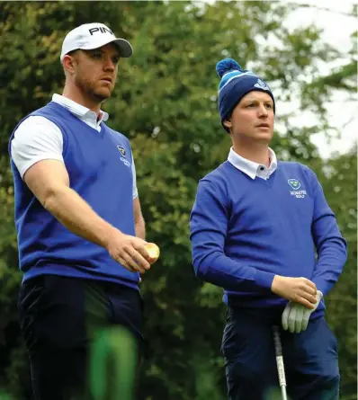  ??  ?? Men of the moment: Peter O’Keeffe &amp; Geoff Lenehan (Munster) during final day foursomes. Picture: Fran Caffrey