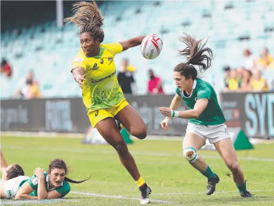  ??  ?? EMERGING TALENT: Australia's Ellia Green makes a break during her side’s HSBC World Rugby Women's Sevens Series against Ireland.