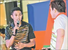  ??  ?? Khairul Hafiz Jantan talks during a promotiona­l event in Putrajaya. — Bernama photo