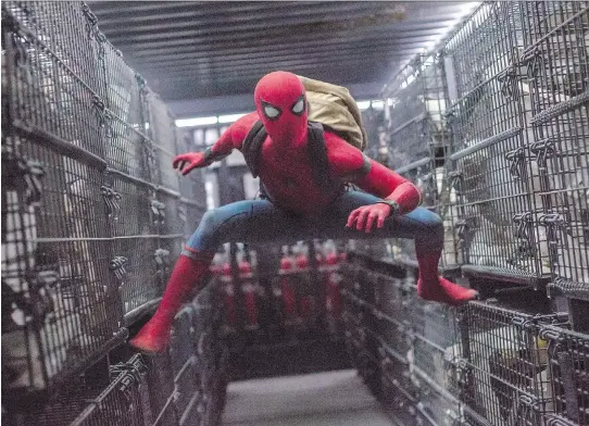  ?? COLUMBIA PICTURES ?? There is plenty to like in Marvel’s reboot of Spider-Man, writes Chris Knight, including lead actor Tom Holland, villain Michael Keaton and Marisa Tomei’s Aunt May.