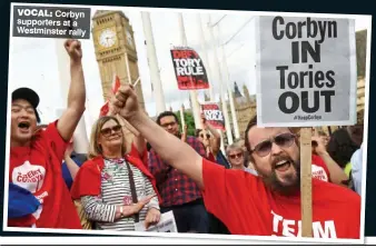  ??  ?? VOCAL: Corbyn supporters at a Westminste­r rally