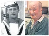  ??  ?? Jack Patterson as a young sailor in the Royal Navy and, right, today