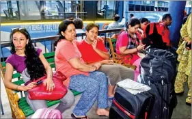  ?? IANS ?? Tourists stranded in Siliguri as Gorkha Janmukti Morcha (GJM) called a 12-hour strike in north Bengal hills on Friday.