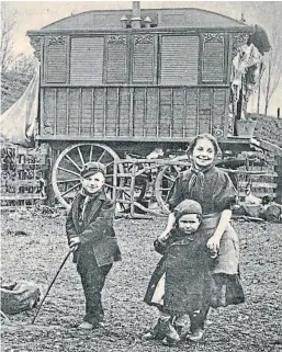  ??  ?? LONG ROAD: The North Esk site at the centre of a long-running planning row; caravans at a site in Kinnoull Hill, Perth; and a traditiona­l image of Travellers.