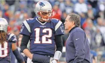  ?? ROBERT DEUTSCH, USA TODAY SPORTS ?? Many questioned how Patriots coach Bill Belichick, right, with Tom Brady, used the injury report.