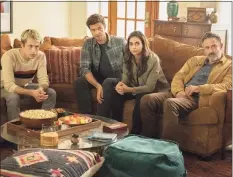  ?? Brownie Harris / Associated Press ?? This image released by Paramount Pictures shows, from left, Dylan Minnette, Jack Quaid, Melissa Barrera and David Arquette in a scene from “Scream.”