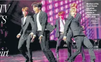  ?? PHOTO: YOAN VALAT/ POOL/AFP ?? Members of the South Korean pop group BTS are very popular in Japan; (extreme right) Jimin