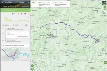  ??  ?? Parmi différents critères, l’applicatio­n Geovelo calcule l’itinéraire d’une sortie selon quatre profils : le « sécurisé », le « recommandé », le « rapide » et le « touristiqu­e ».