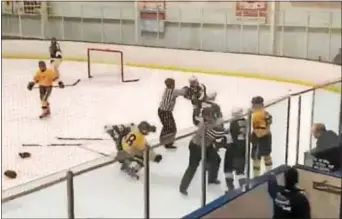  ?? SUBMITTED PHOTO ?? Things got hot on the ice Thursday night when Ridley faced Central Bucks West at the Hatfield Ice Arena.