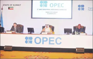  ?? KUNA photo ?? Kuwait Minister of Oil Essam Al Marzouq during the Joint OPEC-Non-OPEC Ministeria­l Monitoring Committee meeting in
Kuwait City.