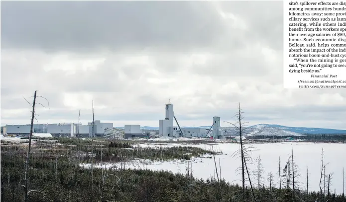  ?? PHOTOS: TYLER ANDERSON / NATIONAL POST ?? GoldCorp’s Éléonore mine stands out among the muted colours of the James Bay muskeg in northern Quebec.