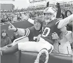  ?? MARK KONEZNY/ USA TODAY SPORTS ?? Bills receiver Cole Beasley celebrates scoring a TD against the Broncos in 2020.