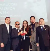  ??  ?? (From left) Dr Claus Weidner, chief executive officer and president of Mercedes-Benz Malaysia; Choo, honorary advisor of MFW and Mercedes-Benz Stylo Asia Fashion Week; Yeoh, Raymond Cheah, chief operating officer for commercial, UEM Sunrise Berhad; and...