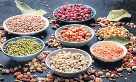  ?? SHUTTERSTO­CK PHOTO ?? Beans, lentils, and legumes are good sources of protein that are also low in sulphur amino acids.
