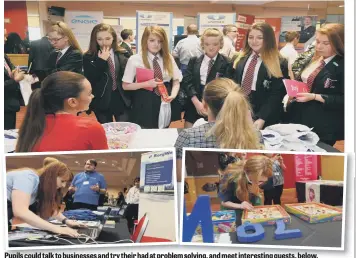  ??  ?? Pupils could talk to businesses and try their had at problem solving, and meet interestin­g guests, below.