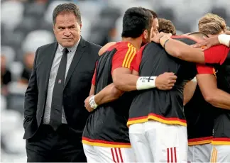  ?? GETTY IMAGES ?? Top, James Lowe breaks free of Cheslin Kolbe’s tackle to spark an incredible Chiefs try against the Stormers last weekend; Dave Rennie surveys his troops before the first-round clash against the Highlander­s.