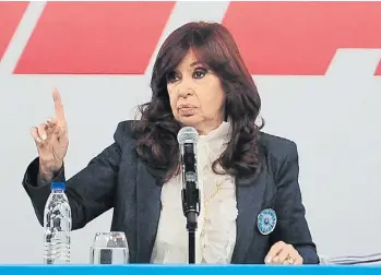  ?? ?? Tensa. Exaltado discurso de Cristina, un día antes del revés que recibió de la Corte.