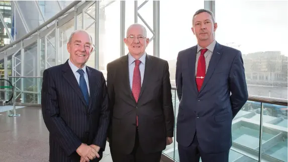 ??  ?? Mr Justice Nicholas Kearns, former President of the High Court; Charlie Flanagan, Minister for Justice and Equality; and Detective Superinten­dent Patrick Lordan, Head of the Garda National Economic Crime Bureau, at the Insurance Ireland Fraud...