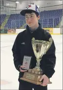  ?? SUBMITTED ?? Sam Hickey was named an All-Star Forward and received the Pictou County Crushers I.C.E. Award for the AA division at the Bantam Memorial Tournament.