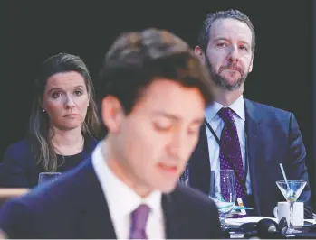  ?? CHRIS WATTIE / REUTERS FILES ?? Longtime PMO aides Katie Telford and Gerald Butts were regulars at Liberal caucus meetings, which ‘put a chill’
through those in attendance, according to an unnamed Liberal MP.