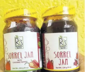  ?? ?? Sorrel Jam with cayenne pepper produced by RSS Naturalll Delites.