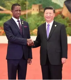  ?? ?? FILEPHOTO: Chinese President Xi Jinping (R) meets with Former President Edgar Lungu at the Great Hall of the People in Beijing, capital of China, Sept. 3, 2018. (Xinhua/Yan Yan)