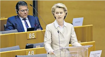 ??  ?? Leaving the EU – which is headed by Ursula von der Leyen – will allow Britain to buy what is needed, from wherever, at the best price