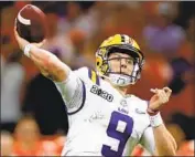  ?? Jonathan Bachman Getty Images ?? JOE BURROW is projected as the No. 1 pick in the draft after a decorated senior year at Louisiana State.