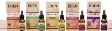  ??  ?? Garden of eden serums are 100% plant- based and suitable for sensitive skin.