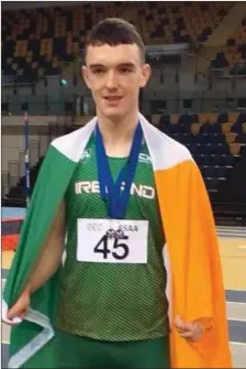  ??  ?? St Kevin’s student Alan Miley who won gold in both the individual and team events at the SIAB Schools Combined Events Internatio­nal in Glasgow.