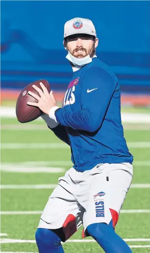  ?? TIMOTHY T LUDWIG GETTY IMAGES ?? Jake Fromm is living a lonely existence as the Buffalo Bills’ quarantine quarterbac­k, staying a little farther away from his teammates than everyone else.