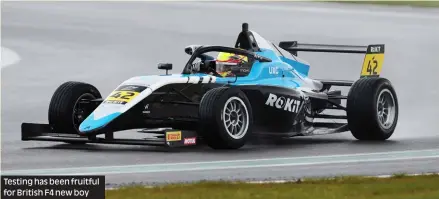  ?? ?? Testing has been fruitful for British F4 new boy