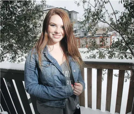  ?? — POSTMEDIA NEWS FILES ?? Mackenzie Murphy, 17, of Airdrie, Alta., who tried to kill herself after anonymous cyberbully­ing, is proud to call herself a survivor and helped lobby for local anti-bullying bylaws.