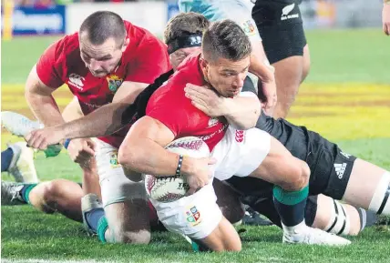  ?? Alan Gibson ?? Rhys Webb scores the Lions’ second try — for the first time on this tour, the Lions showed some flair.
