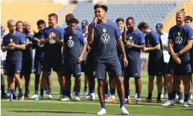  ?? Photograph: Ibraheem Al Omari/Reuters ?? Weston McKennie and his US teammates at a training session as they prepare for next week’s World Cup opener against Wales.