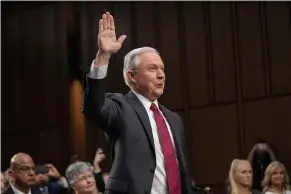  ??  ?? Attorney General Jeff testified about his role in the firing of James Comey, his Russian contacts during the campaign and his decision to recuse from an investigat­ion into possible ties between Moscow and associates of President Donald Trump. J. Scott...
