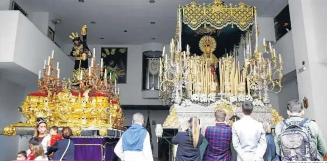  ?? REPORTAJE GRÁFICO: MARILÚ BÁEZ ?? Los sagrados titulares de la hermandad de Nueva Esperanza sobre los tronos procesiona­les.