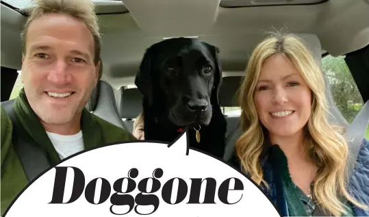  ??  ?? All strapped in: The Fogle family set off for a holiday in Austria with their dog, Storm