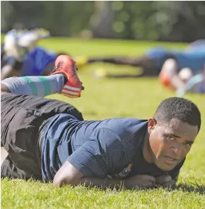  ?? Photo: ?? Savenaca Dolodolota­wake trains with the Tailevu riugby team at Bidesi Park in Suva on July 6, 2020.