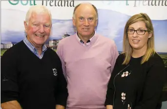  ??  ?? Pictured at the workshop, from left, were Matt Grannell and Paddy Longergan, from Rosslare Golf Club, and Karolett Mulligan, Fáilte Ireland. Picture Colm Mahady / Fennell Photograph­y 2018.