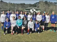  ??  ?? Saints Ladies and Oban Ladies before the match on Sunday. 07_t13PlayThi­sGameToget­her02